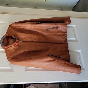 Women's camel brown faux leather jacket